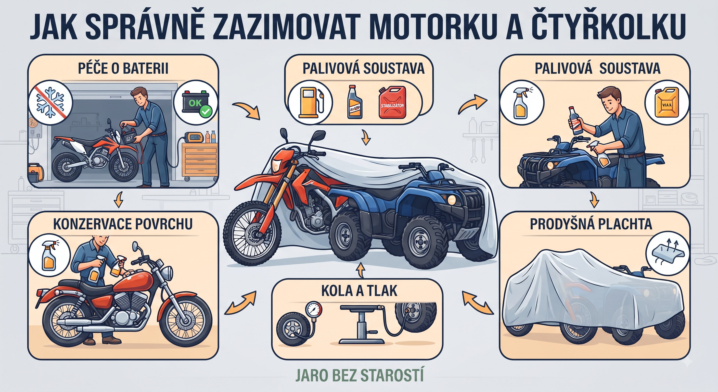 Jak správně uložit motorku nebo čtyřkolku k spánku