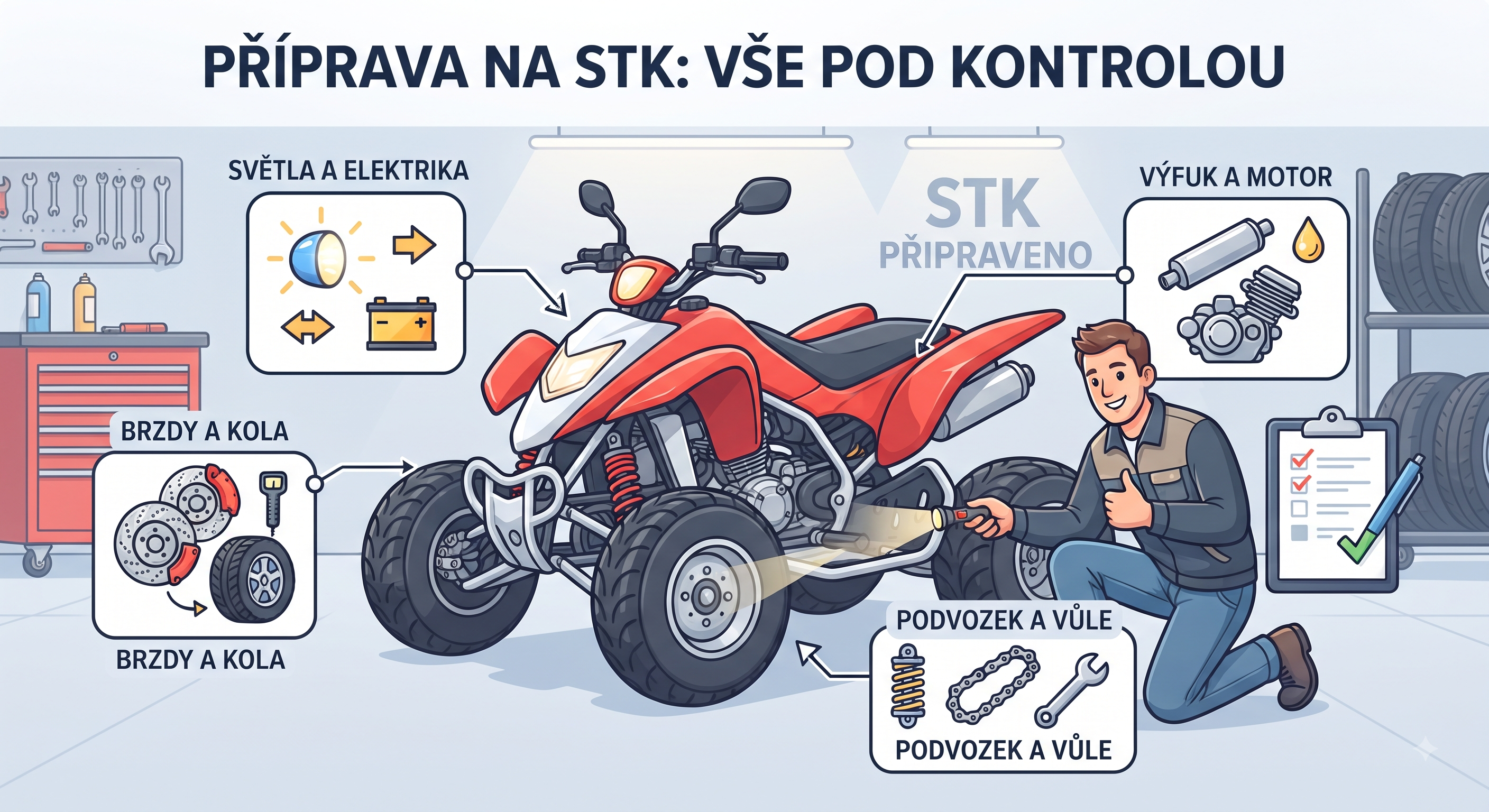 Jak připravit čtyřkolku a motorku na STK bez zbytečných nervů
